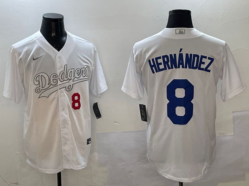 Men Los Angeles Dodgers #8 Hernandez White Fashion Edition Game 2025 Nike MLB Jersey style 9->los angeles dodgers->MLB Jersey